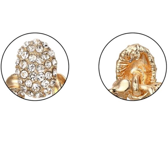 Yellow Gold with White Diamond Crystal Twisted Round Post Statement Earrings - Picture 5 of 5